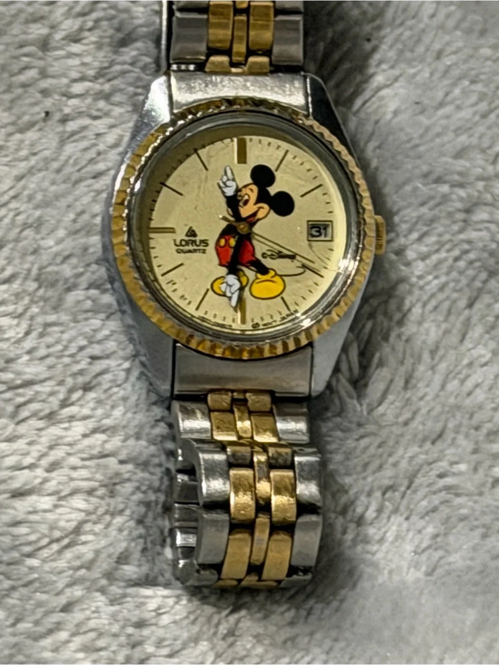 Lorus Women's Two-Tone Mickey Mouse Gold Dial Quartz Watch
